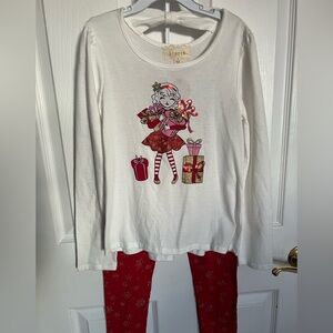 btween White and Red Matching Set Sequin Festive Style - Size 7
